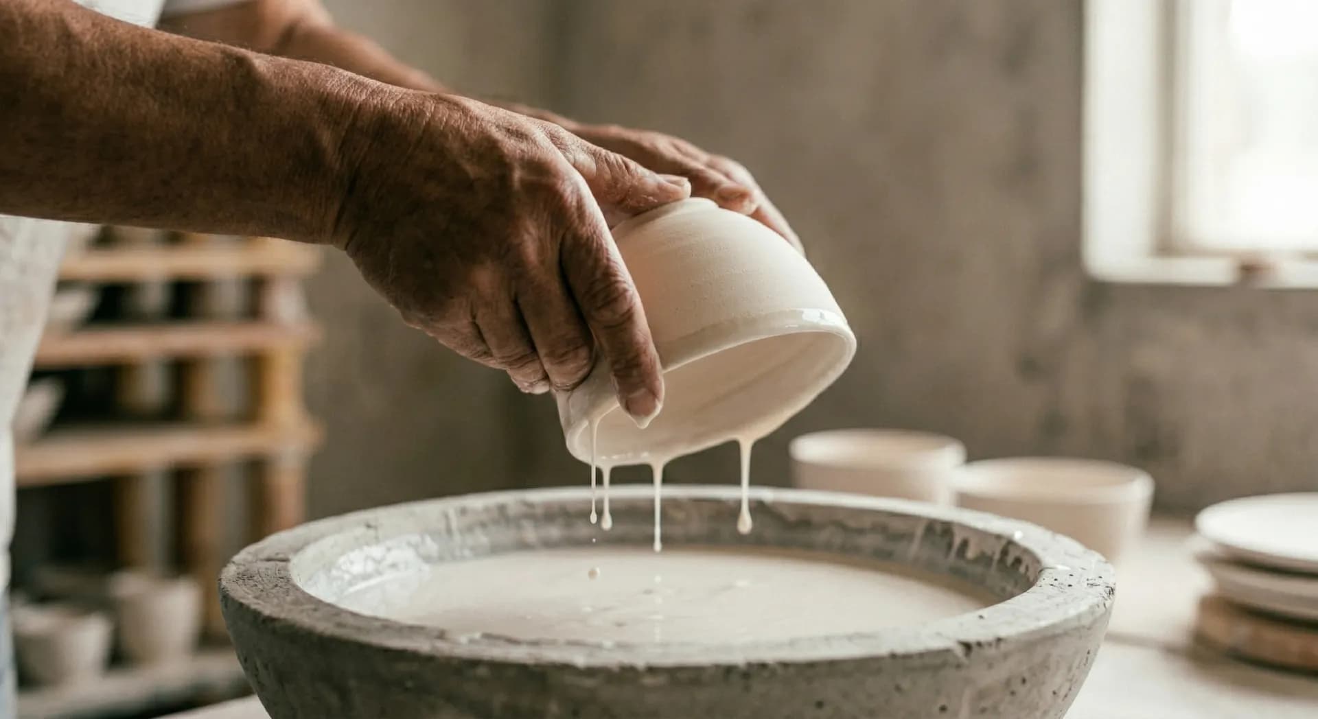 Keramikpjäs doppas i glasyr